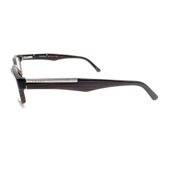 Prada VPR 01M Brown Striped Silver Rectangle Eyeglasses Frames 52-15 140 Italy - Picture 7 of 12
